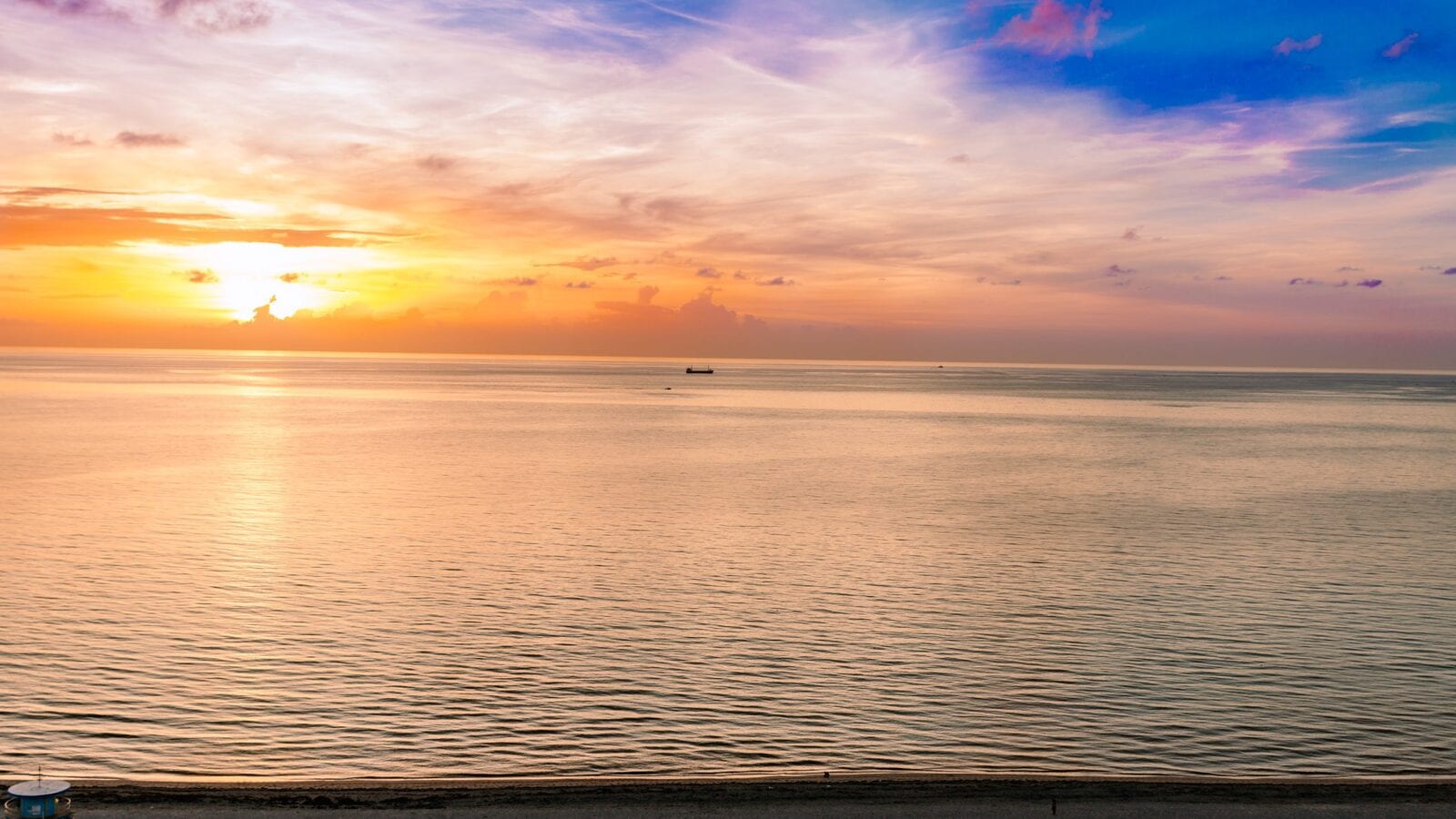 Miami Beach oceanfront at sunset